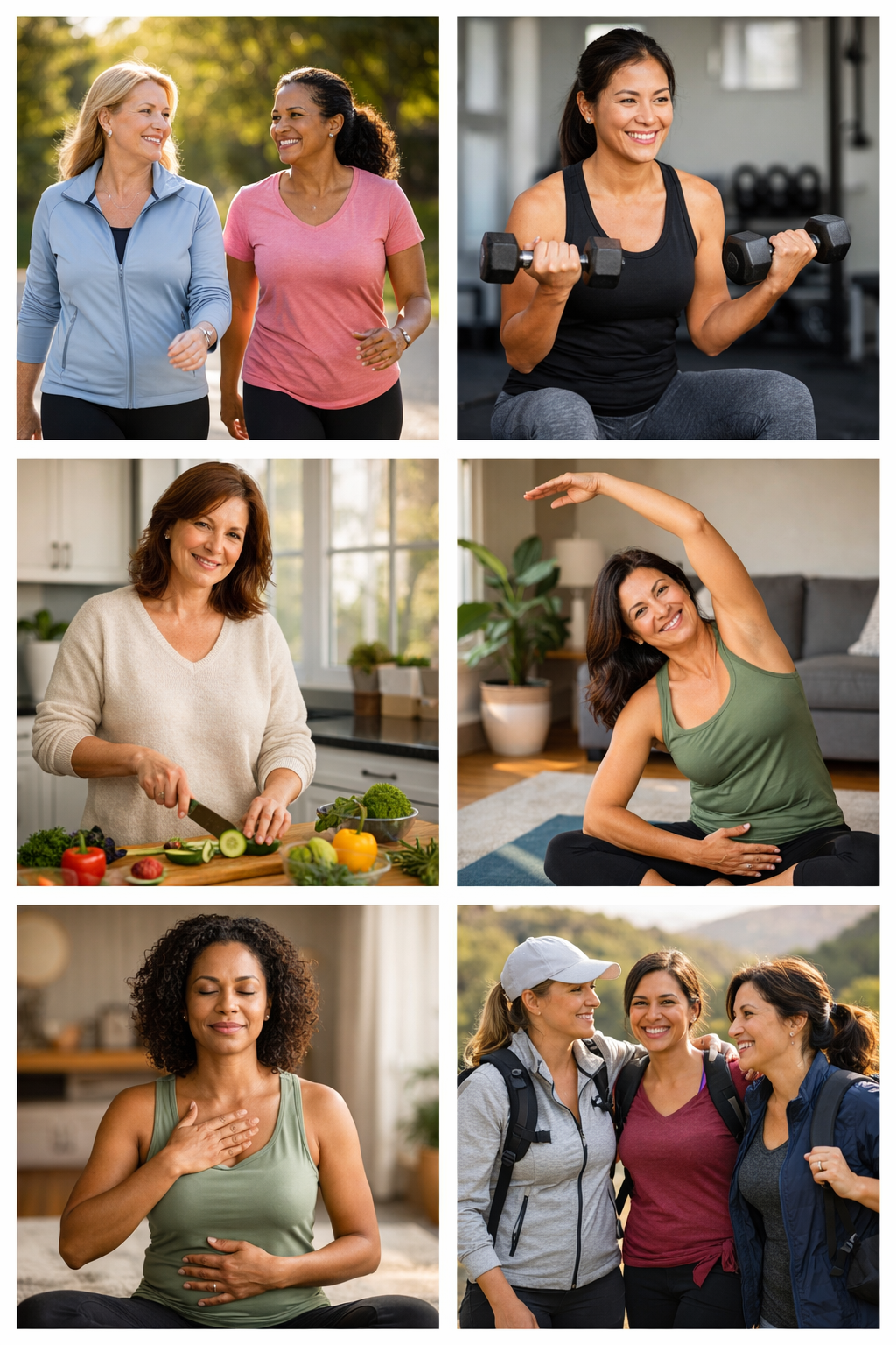 Collage of healthy, active women in everyday wellness scenes
